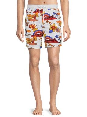 Neff Men's Desert Scene Graphic Swim Shorts Size L Pockets Drawstring Waist